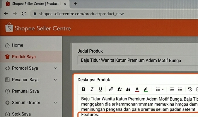 Toggle aktif/nonaktif dan kolom stok di halaman Produk Saya