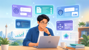 artikel-02-chatgpt-vs-gemini-vs-claude-in.png Ilustrasi perbandingan asisten AI pada 2026 dengan profesional Indonesia yang menggunakan laptop untuk mengevaluasi berbagai alat AI untuk produktivitas, penulisan, riset, dan pekerjaan digital.Ilustrasi perbandingan asisten AI pada 2026 dengan profesional Indonesia yang menggunakan laptop untuk mengevaluasi berbagai alat AI untuk produktivitas, penulisan, riset, dan pekerjaan digital.