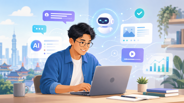 artikel-25-literasi-digital-indonesia.png Ilustrasi literasi digital Indonesia 2026 dengan profesional muda menggunakan laptop dan teknologi AI untuk meningkatkan produktivitas kerja di era transformasi digital.Ilustrasi literasi digital Indonesia 2026 dengan profesional muda menggunakan laptop dan teknologi AI untuk meningkatkan produktivitas kerja di era transformasi digital.
